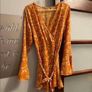 Mustard wide sleeve romper